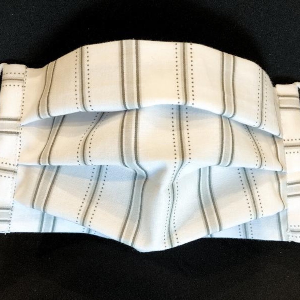 Summer White with Grey Stripes Washable Face Mask